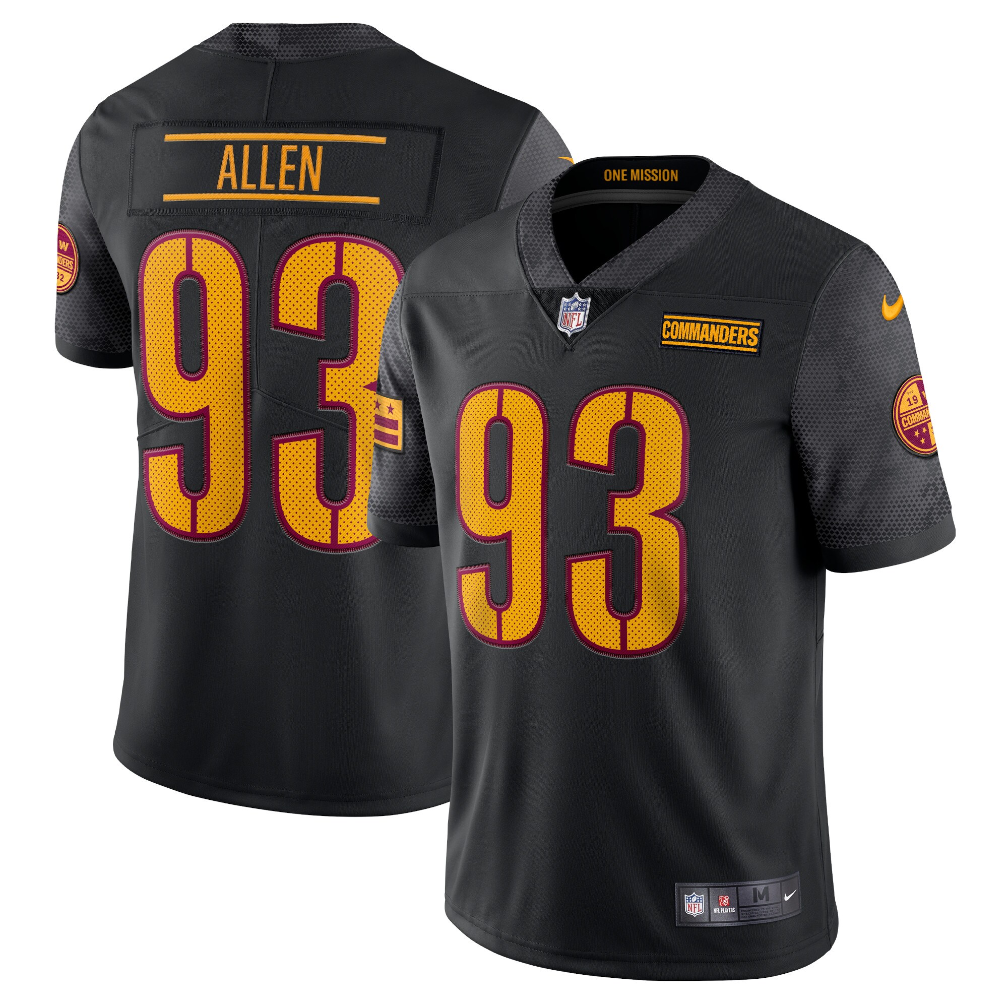 Washington Commanders Jonathan Allen Black Alternate Vapor Limited NFL Jersey Men's