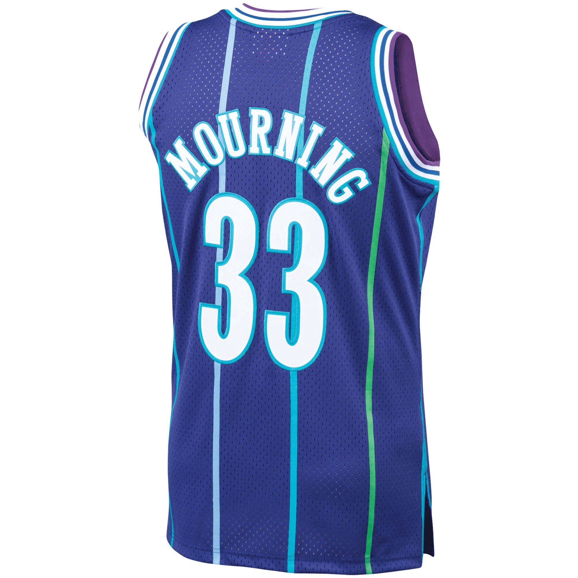 Alonzo Mourning Charlotte Hornets Mitchell Ness 1994-95 Hardwood Classics Swingman Purple NBA Jersey Men's