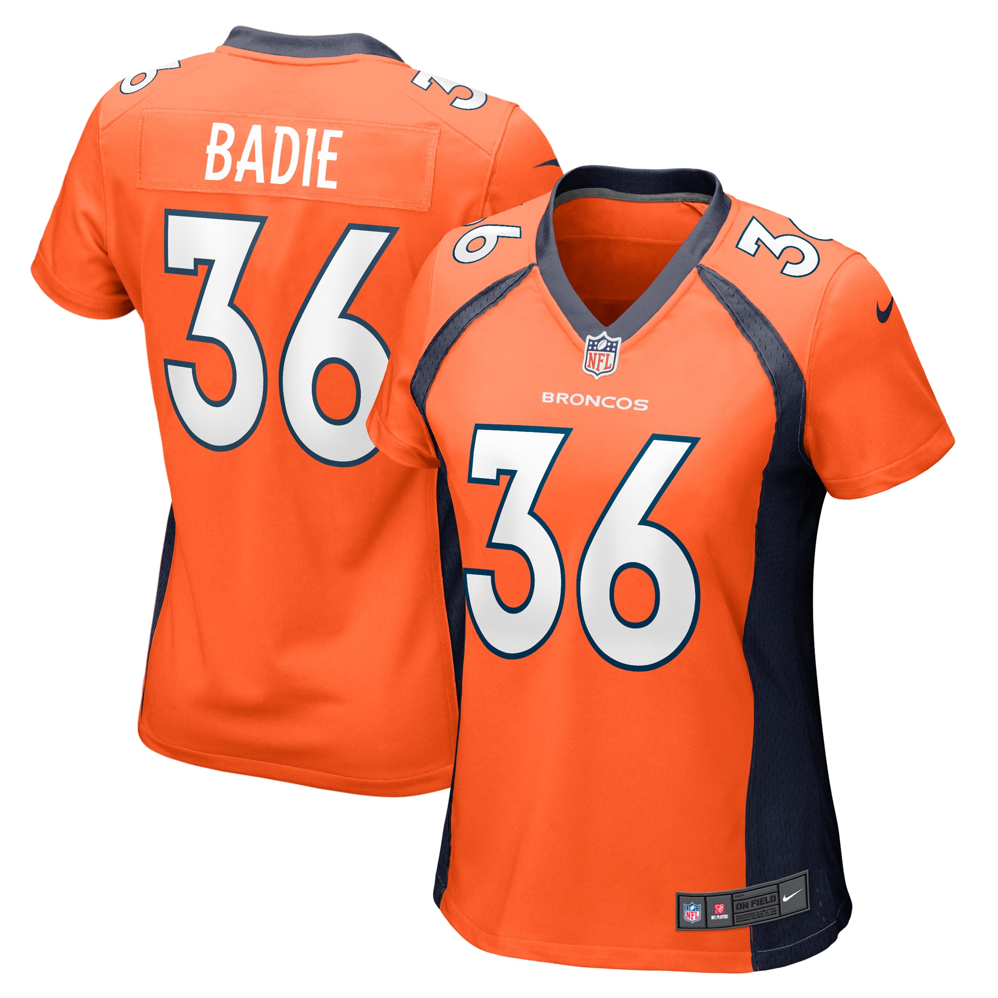 Denver Broncos Tyler Badie Orange Team Game NFL Jersey Women's