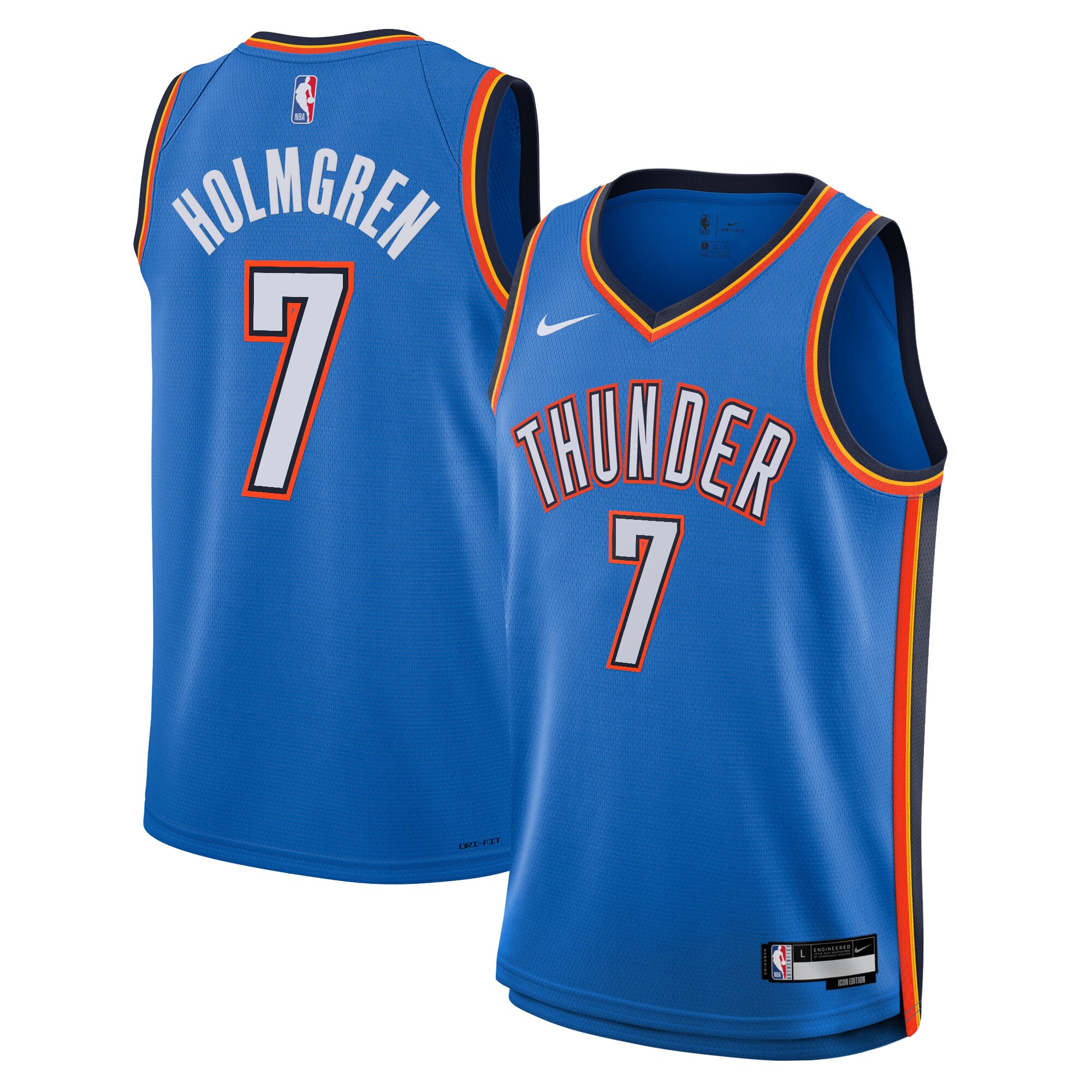 Camiseta Icon Edition Swingman de Oklahoma City Thunder Azul Chet Holmgren NBA Jersey Men's