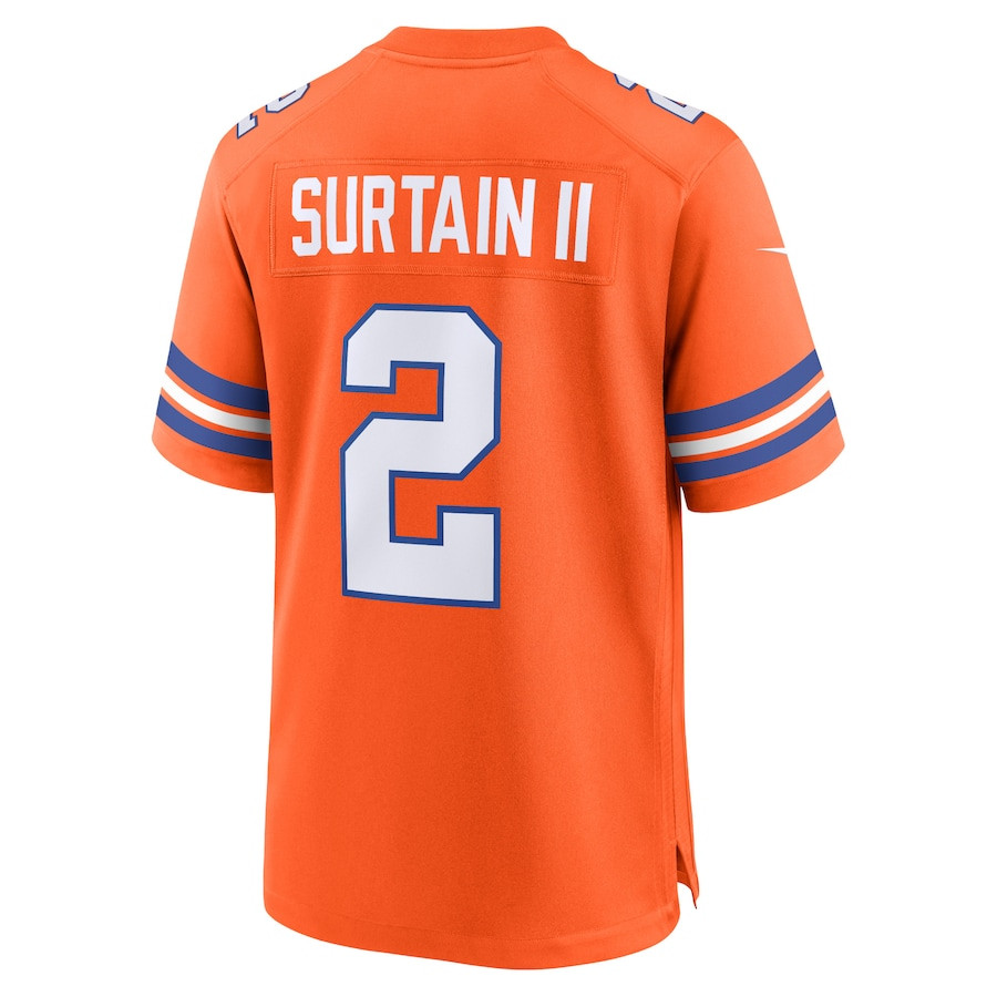 Patrick Surtain II 2 Denver Broncos Mile High Collection 1977 Throwback Player Game Orange NFL Jersey Men's