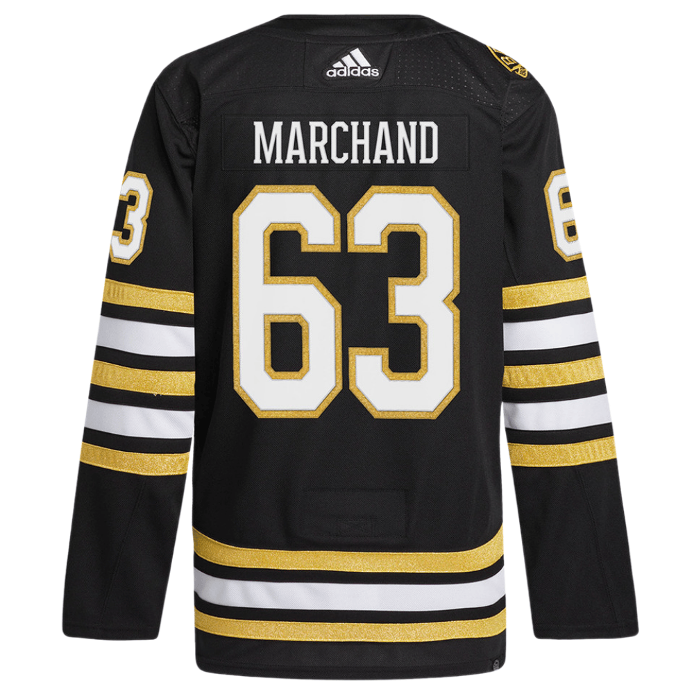 Brad Marchand 63 Boston Bruins 100th Anniversary Primegreen Home Black NHL Jersey Men's