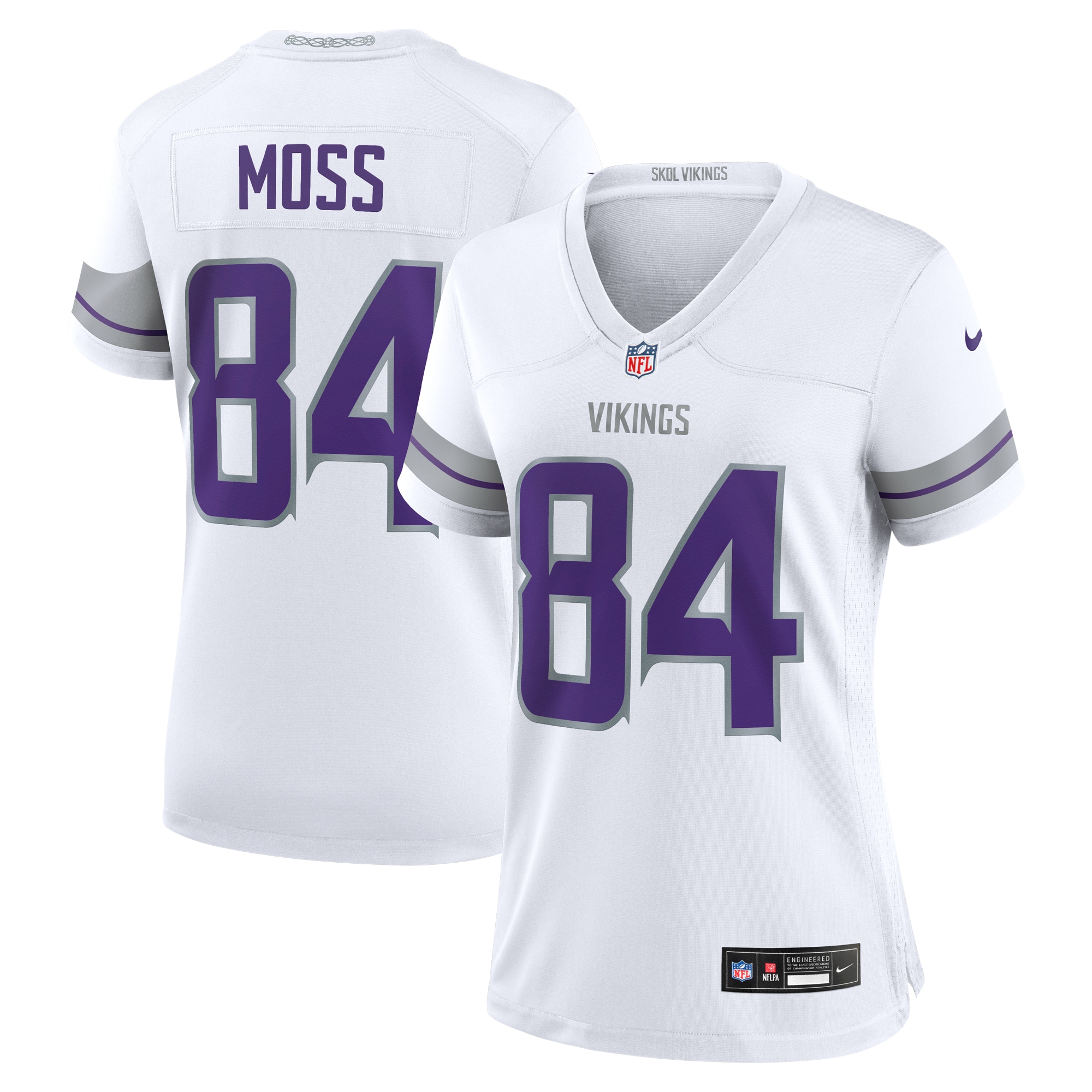 Minnesota Vikings Randy Moss White Alternate Retired Player Game NFL Jersey Women's
