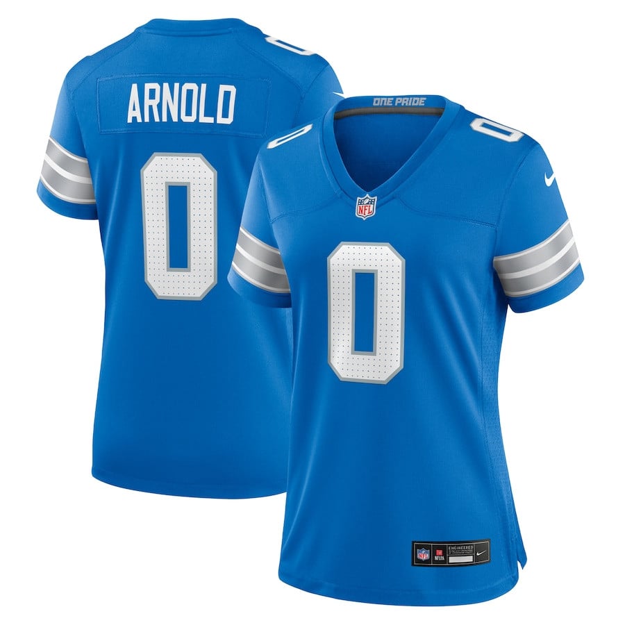 Terrion Arnold 0 Detroit Lions Team Game Blue NFL Jersey Women's