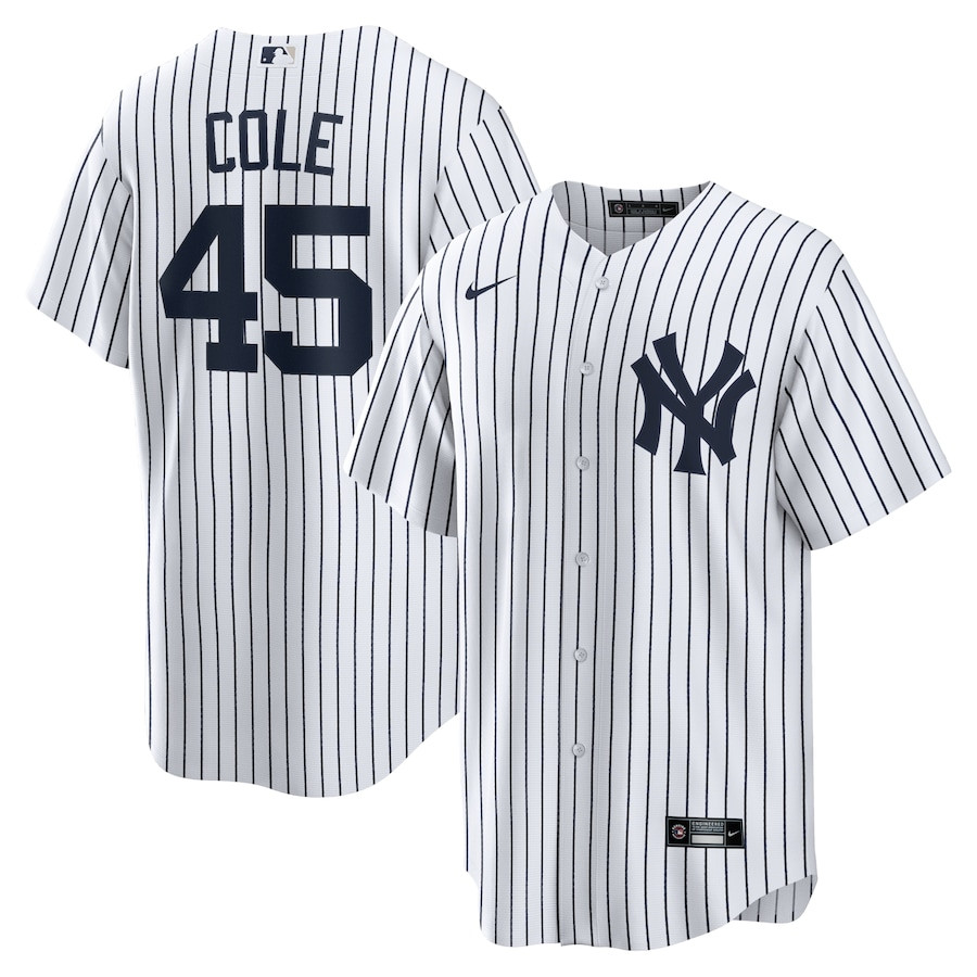 Gerrit Cole 45 New York Yankees Home White MLB Jersey Men's