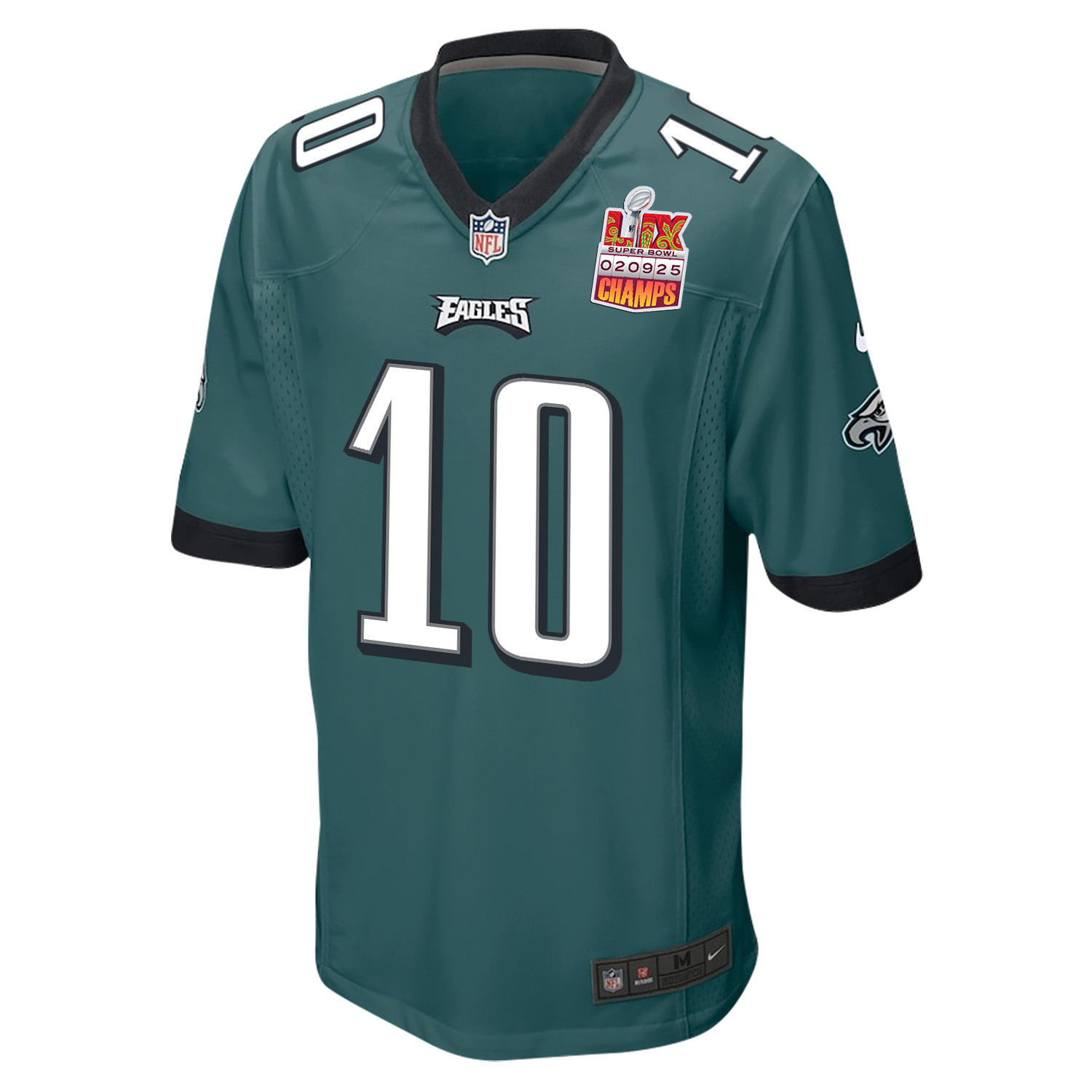 Braden Mann 10 Philadelphia Eagles Super Bowl LIX Champions Patch Game Midnight Green NFL Jersey Men's