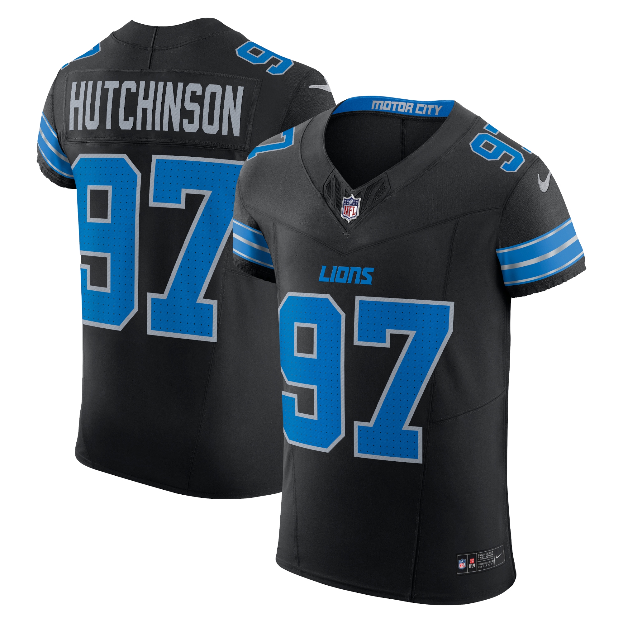 Detroit Lions Aidan Hutchinson Black Alternate Vapor F.U.S.E. Elite NFL Jersey Men's