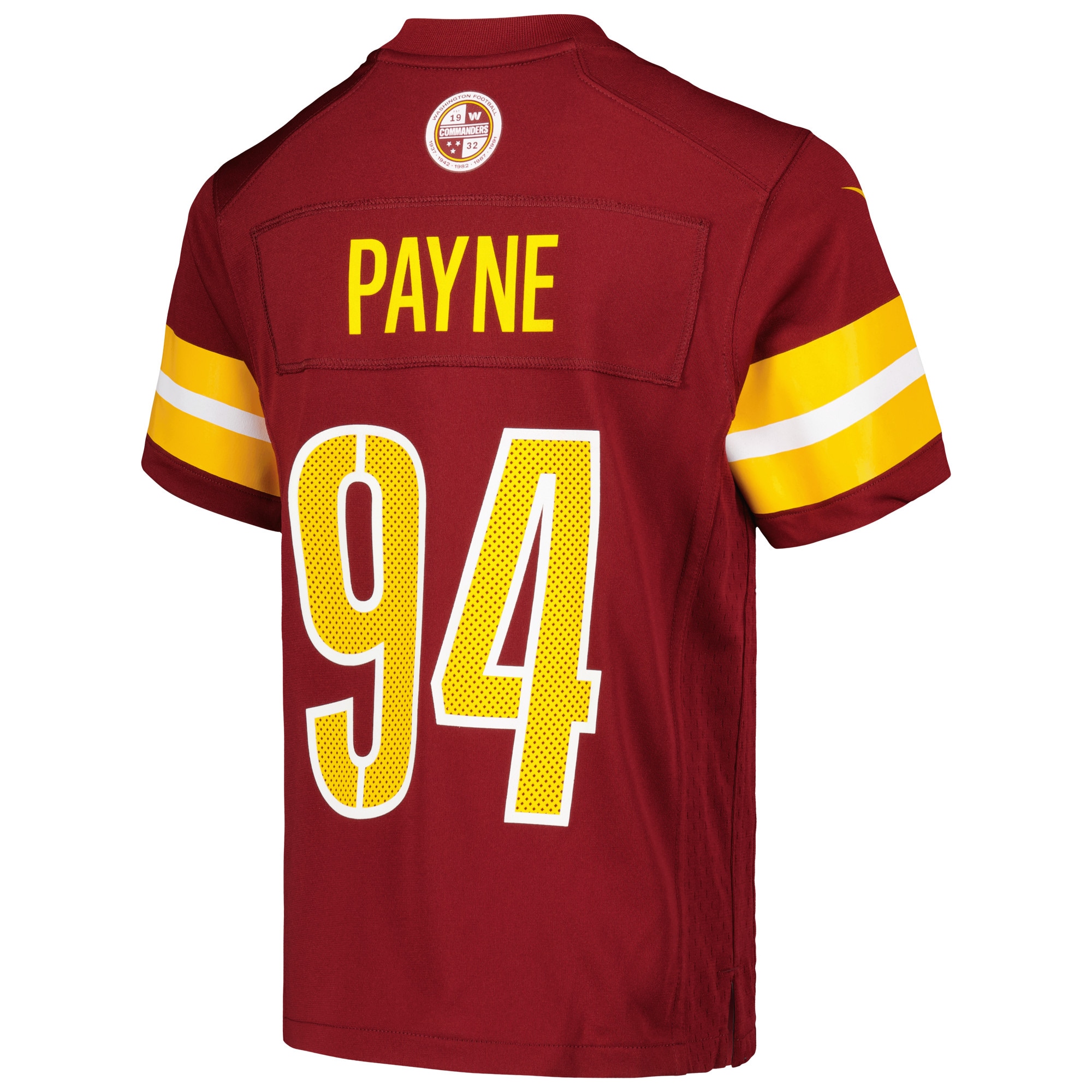 Washington Commanders Daron Payne Burgundy Game NFL Jersey Youth