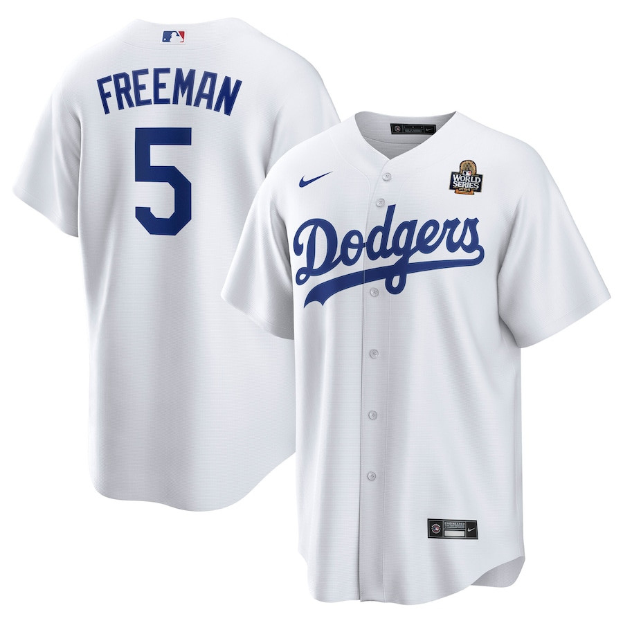 Freddie Freeman 5 Los Angeles Dodgers 2024 World Series Home Player White MLB Jersey Men's