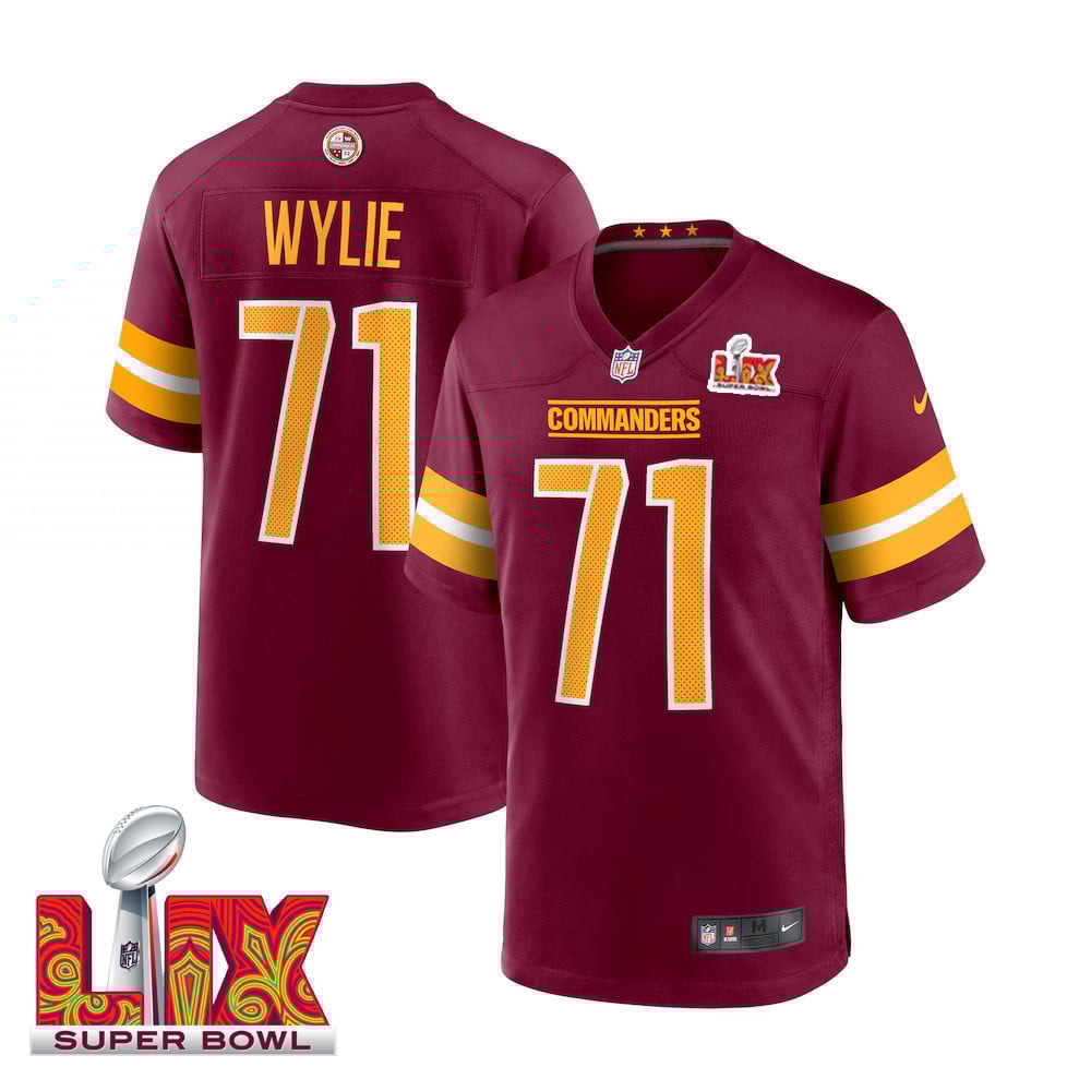 Andrew Wylie #71 Washington Commanders Super Bowl LIX Burgundy NFL Jersey Men's