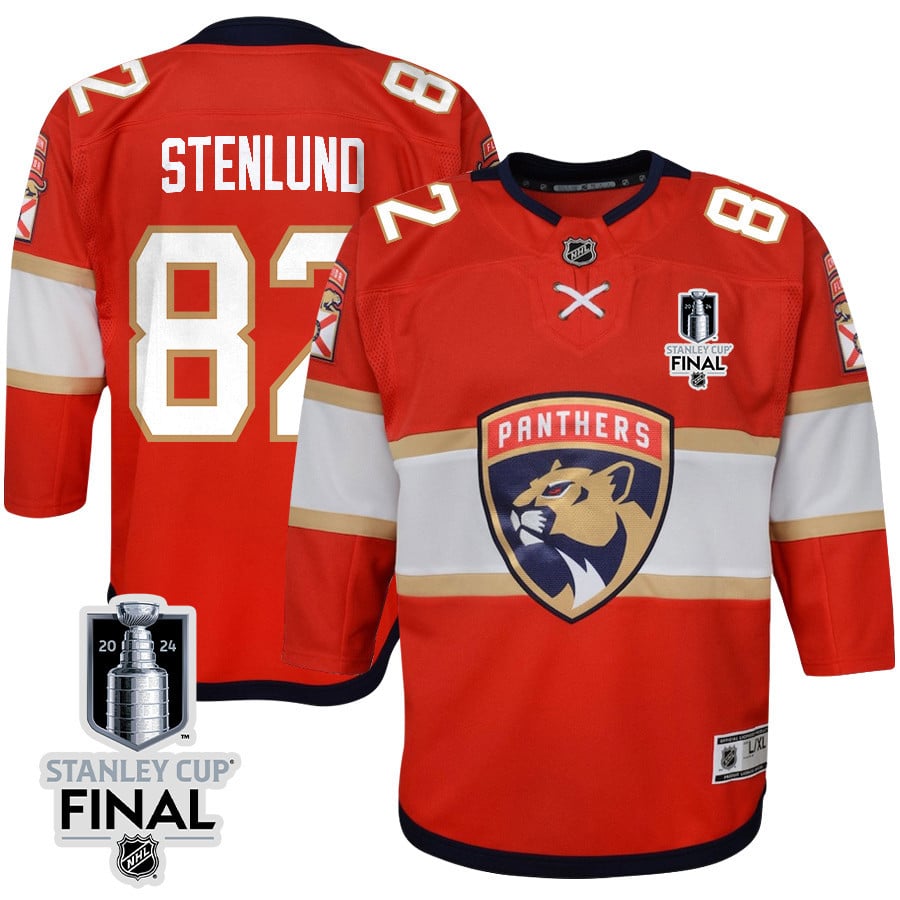 Kevin Stenlund 82 Florida Panthers 2024 STANLEY CUP Final Home Breakaway Red NHL Jersey Youth