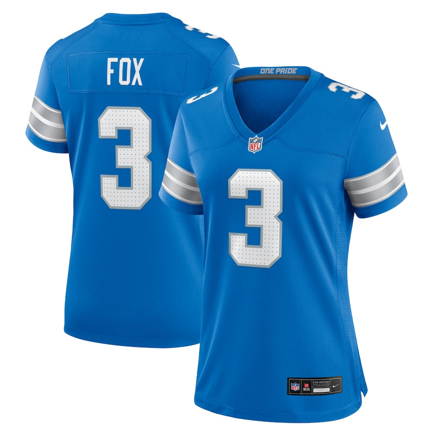 Jack Fox 3 Detroit Lions Team Game Blue NFL Jersey Women's