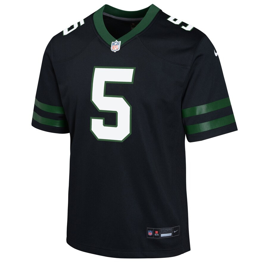 Garrett Wilson 5 New York Jets Alternate Game Legacy Black NFL Jersey Youth