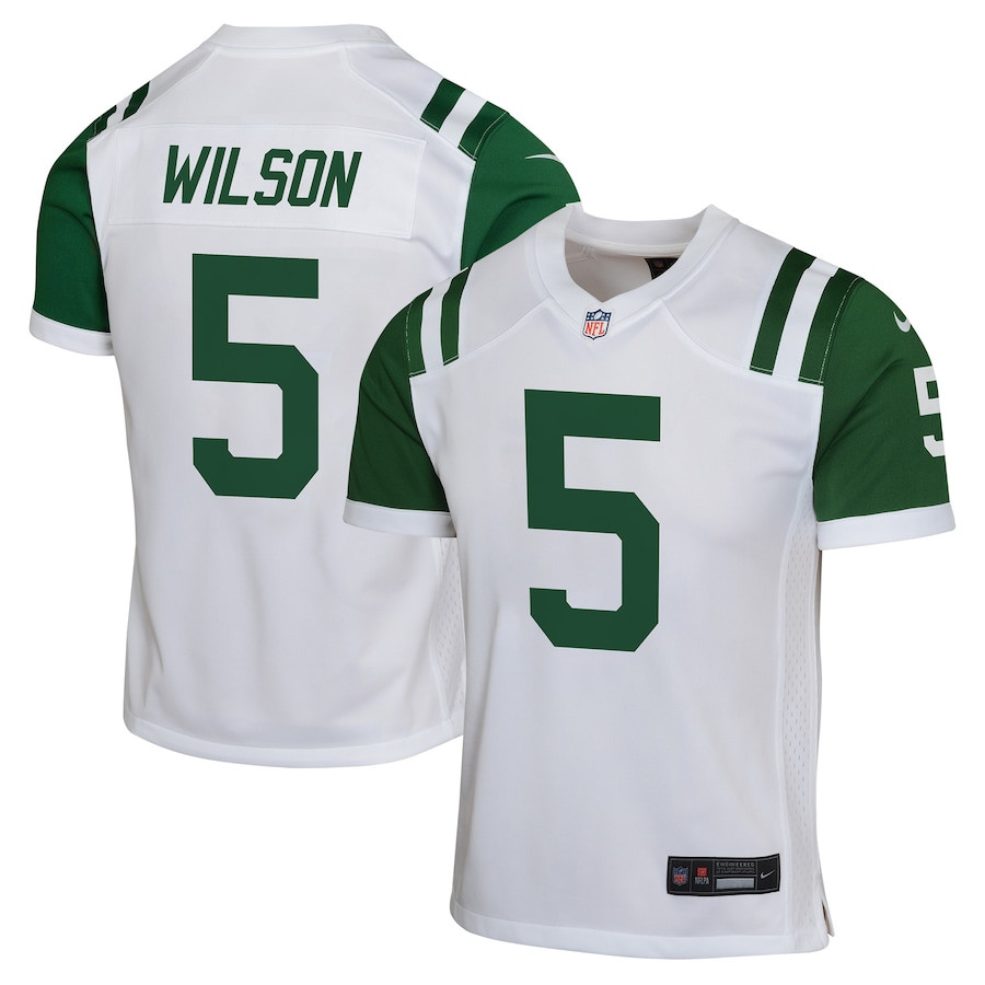 Garrett Wilson 5 New York Jets Classic Alternate Game White NFL Jersey Youth