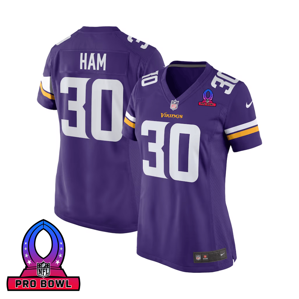 C.J. Ham 30 Minnesota Vikings 2025 Pro Bowl Patch Game Purple NFL Jersey Women's