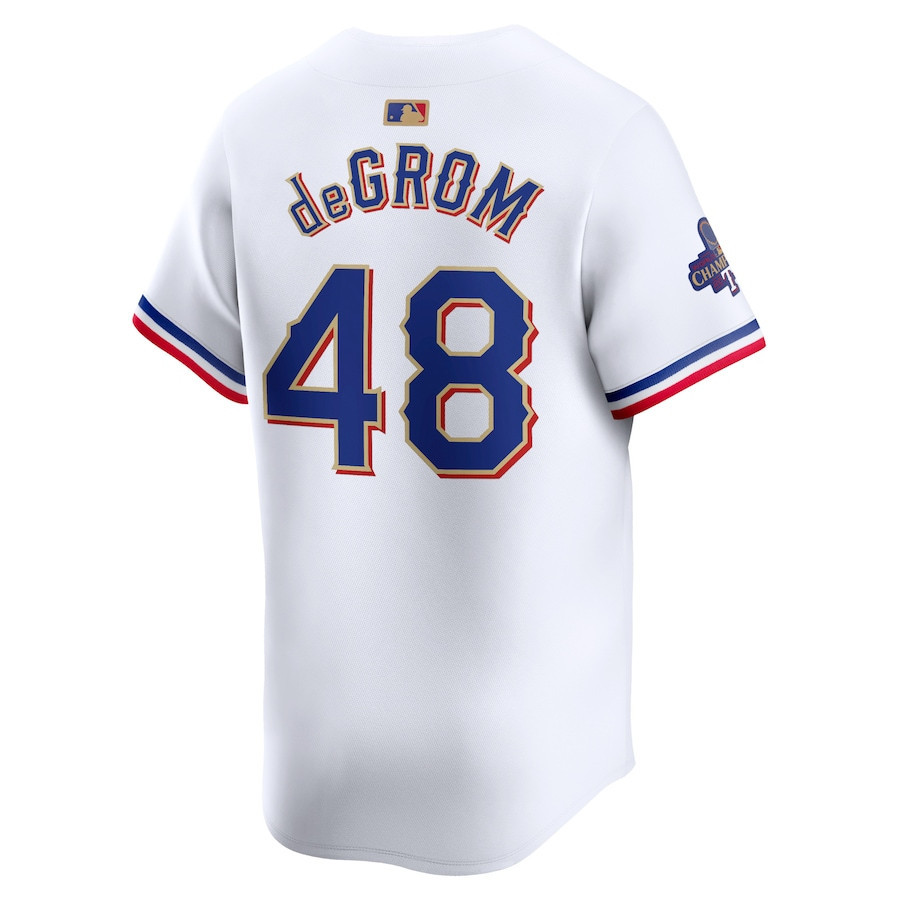 Jacob deGrom 48 Texas Rangers 2024 Gold Collection Limited White MLB Jersey Men's