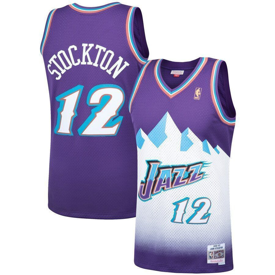 John Stockton Utah Jazz Mitchell Ness 1996-97 Hardwood Classics Swingman Player Purple NBA Jersey Men's