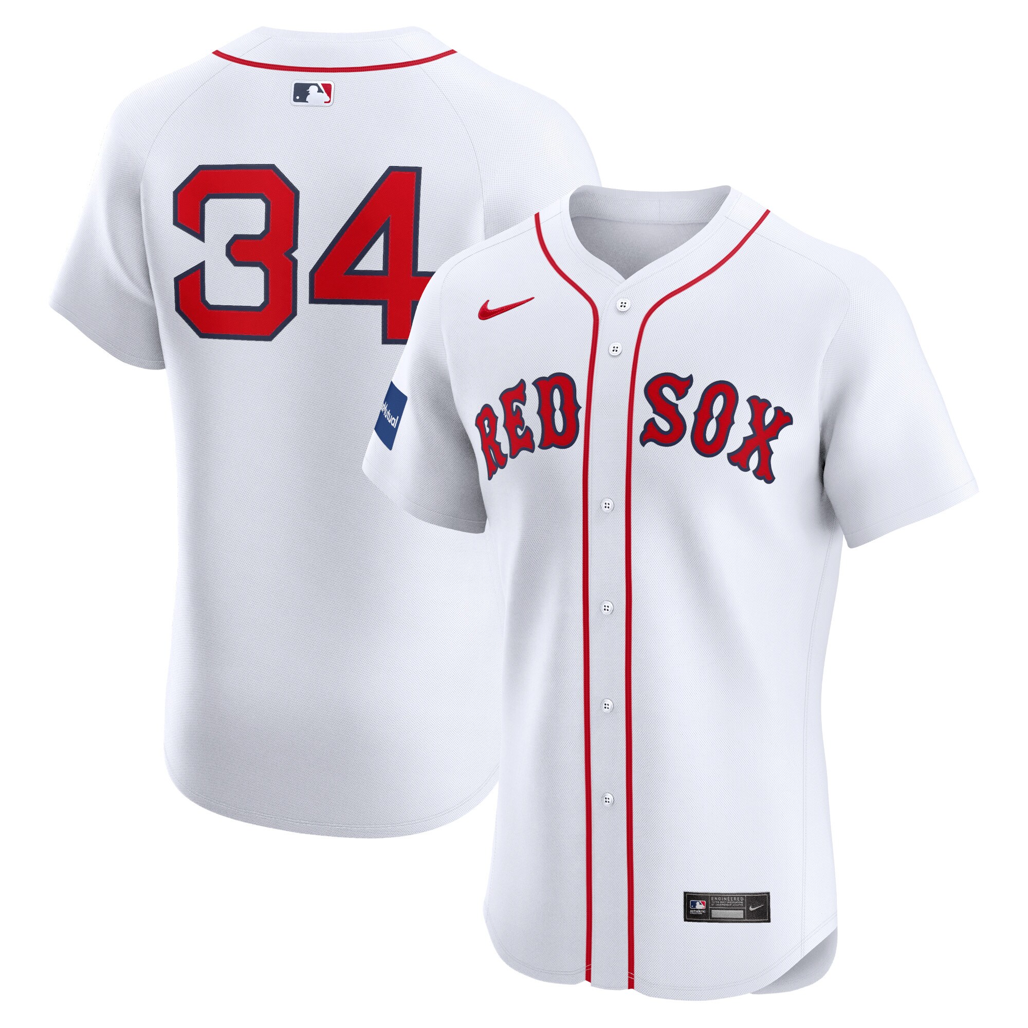 Boston Red Sox David Ortiz White Home Elite Sponsor Patch Player MLB Jersey Men's