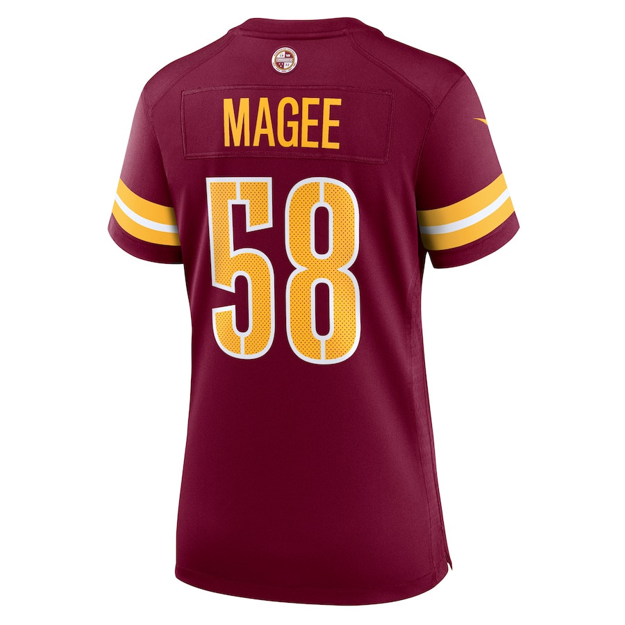 Jordan Magee 58 Washington Commanders Game Burgundy NFL Jersey Women's