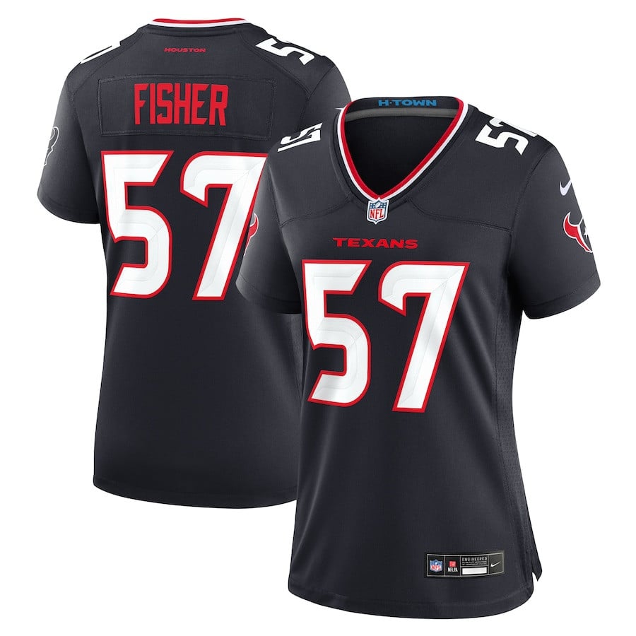 Blake Fisher 57 Houston Texans Team Game Navy NFL Jersey Women's