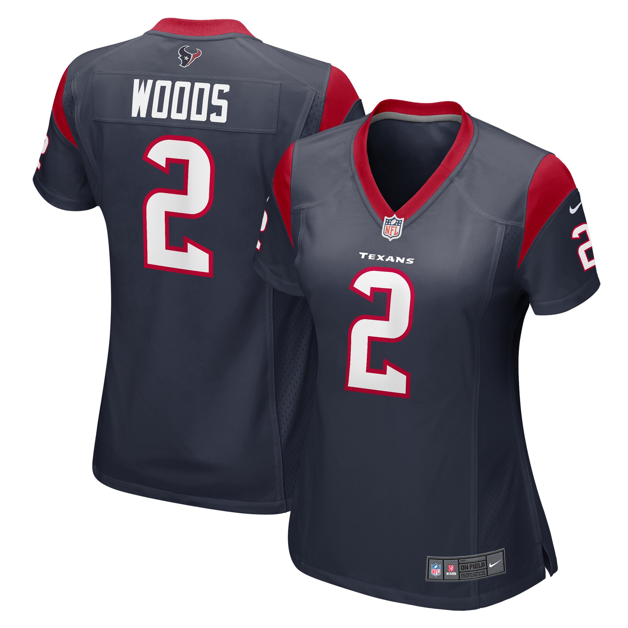 Houston Texans Robert Woods Navy Game NFL Jersey Women's