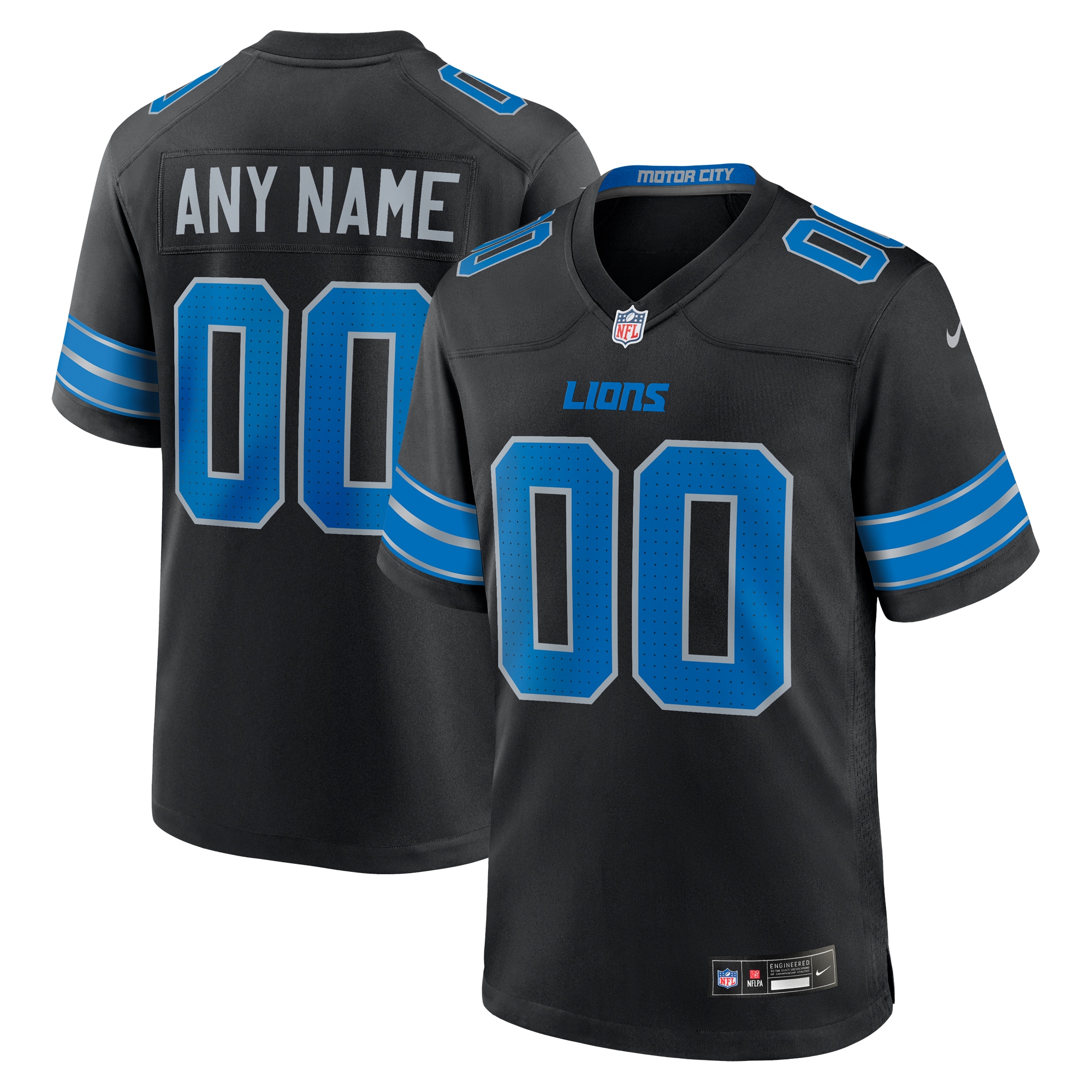 Detroit Lions Black Alternate Custom Game NFL Jersey Men's