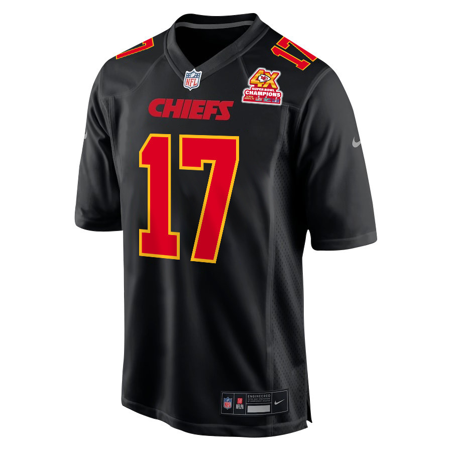 Richie James 17 Kansas City Chiefs Super Bowl LVIII Champions 4X Fashion Game Carbon Black NFL Jersey Men's