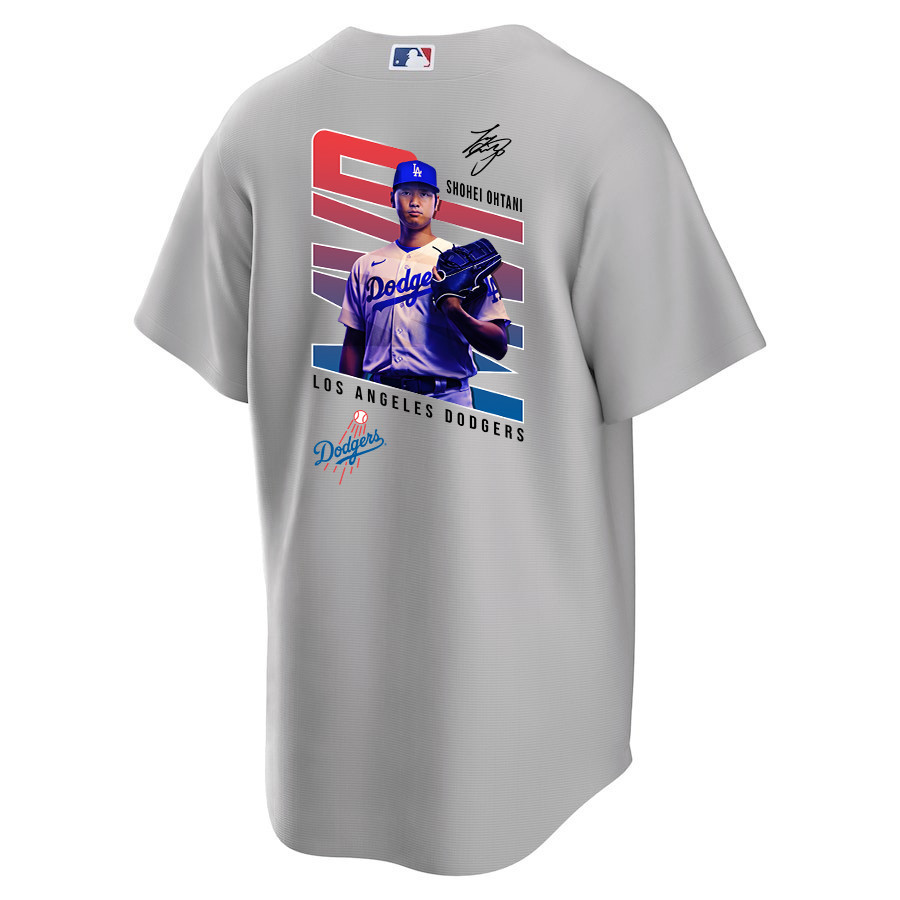Shohei Ohtani 17 Los Angeles Dodgers Signed MVP 2023 Road Gray MLB Jersey Men's