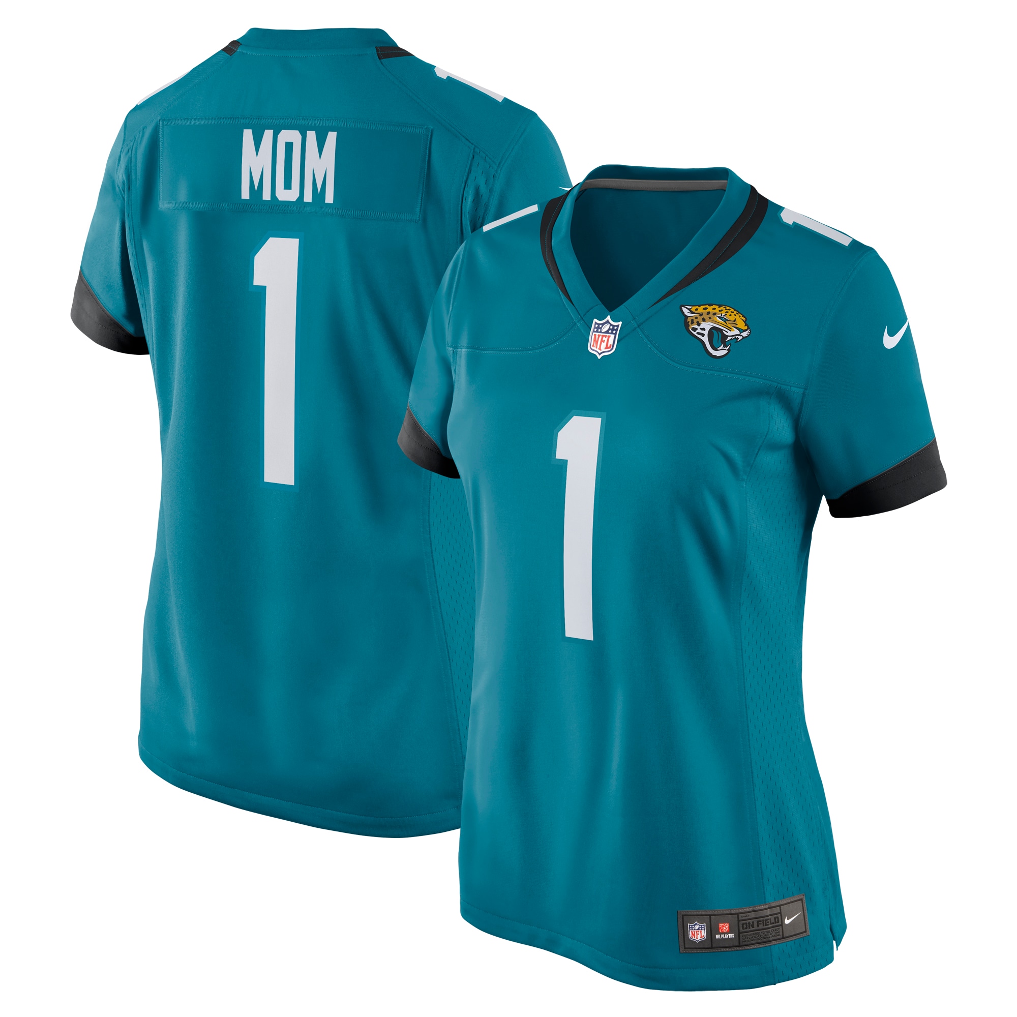 Jacksonville Jaguars Number 1 Mom Teal Game NFL Jersey Women's