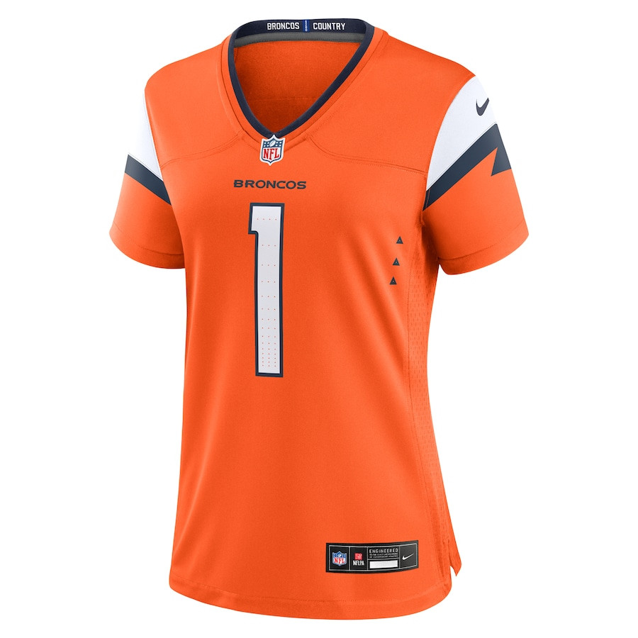 Number 1 Mom Denver Broncos Game Orange NFL Jersey Women's