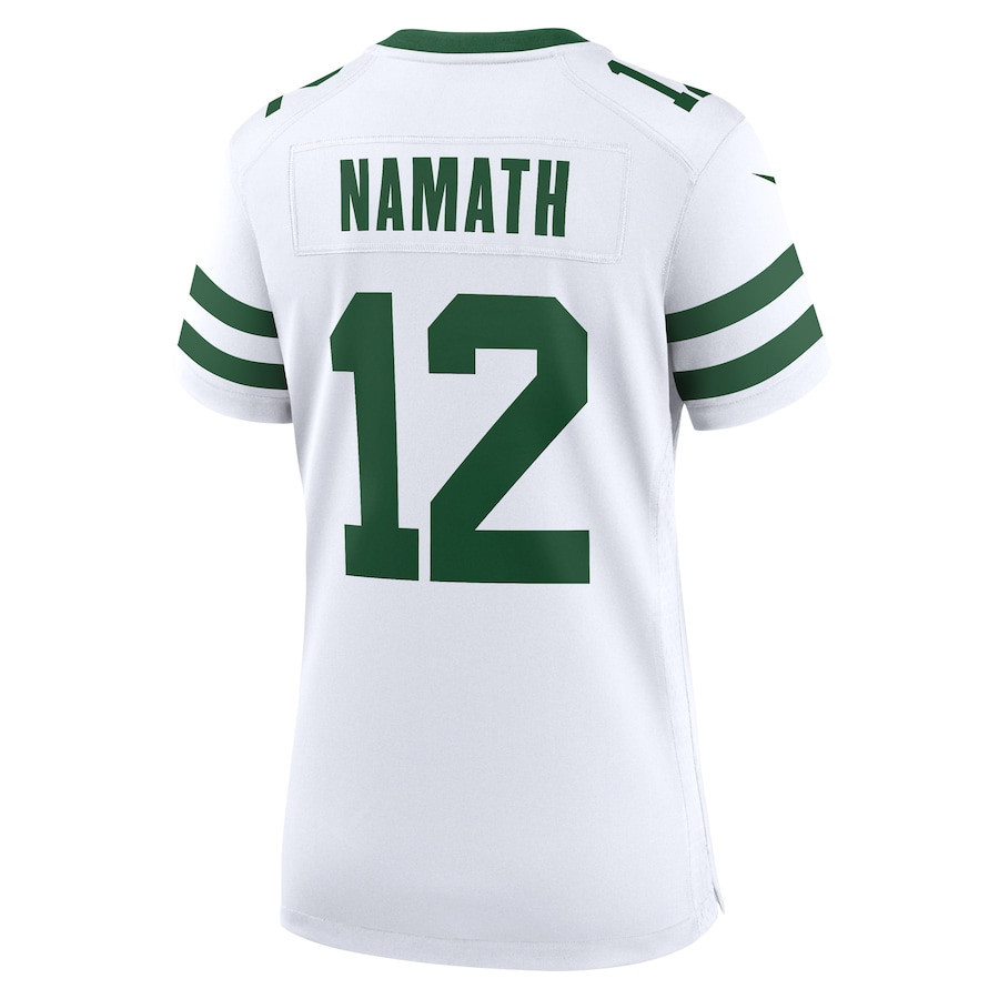 Joe Namath 12 New York Jets Game Retired Player Women, White NFL Jersey Women's