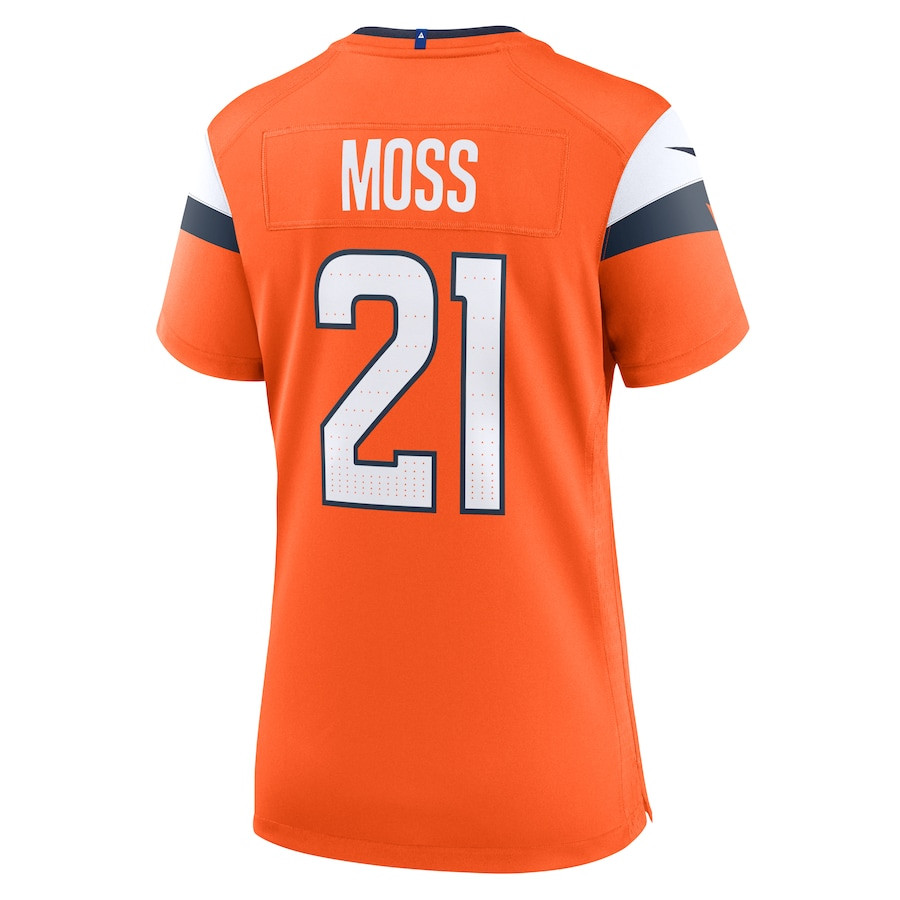 Riley Moss 21 Denver Broncos Team Game Orange NFL Jersey Women's