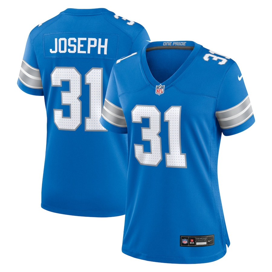 Kerby Joseph 31 Detroit Lions Team Game Blue NFL Jersey Women's