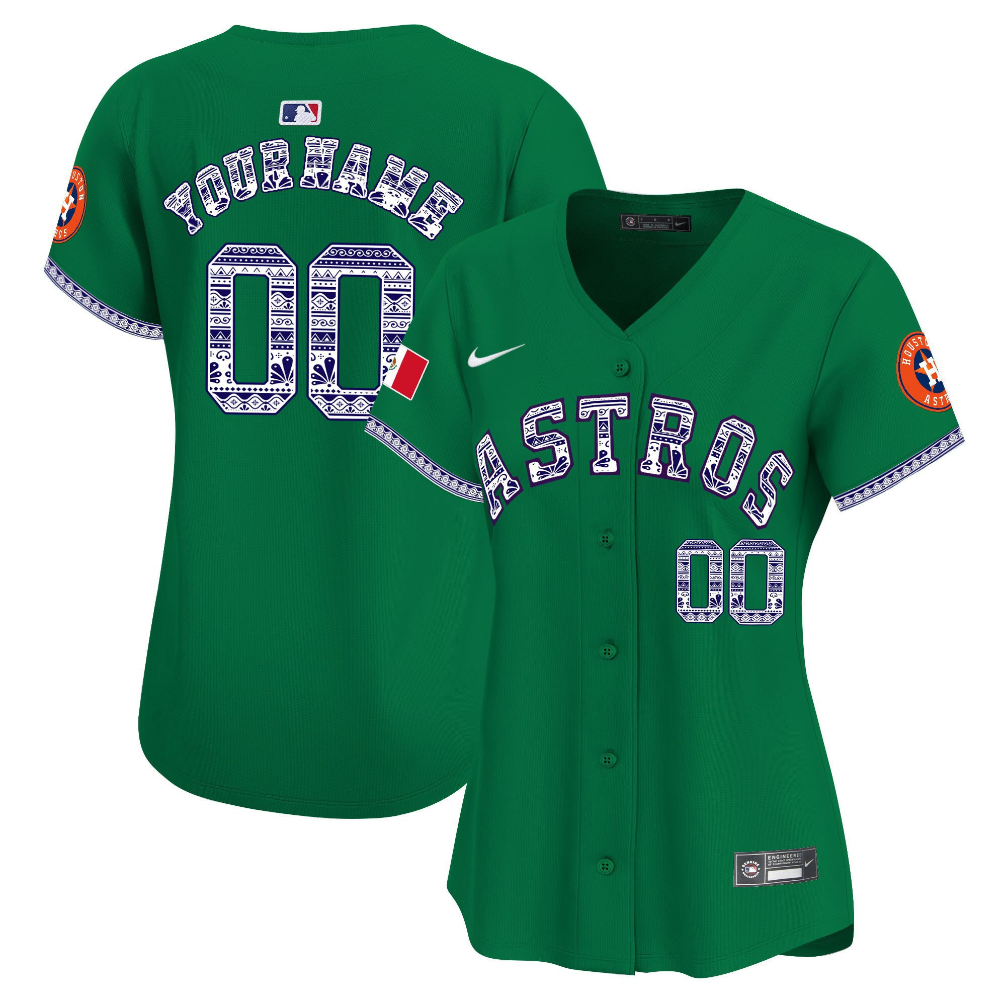 Houston Astros Mexico Custom Green MLB Jersey Women's