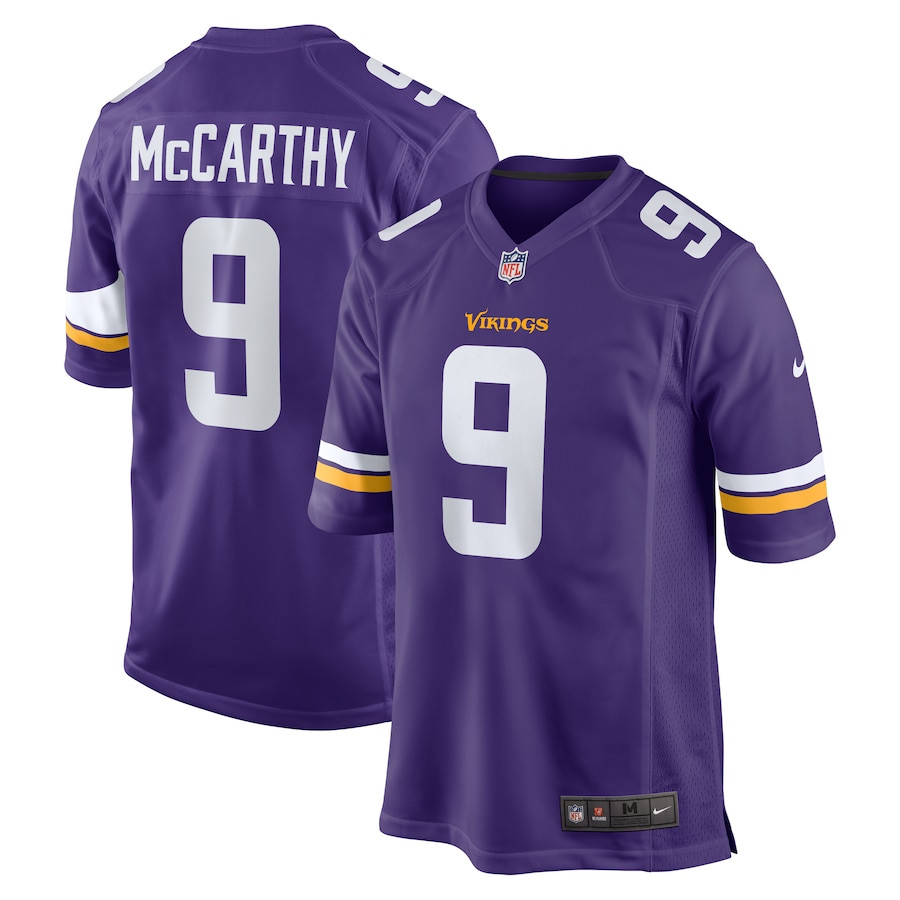 J.J. McCarthy 9 Minnesota Vikings 2024 Draft First Round Pick Player Game Purple NFL Jersey Men's