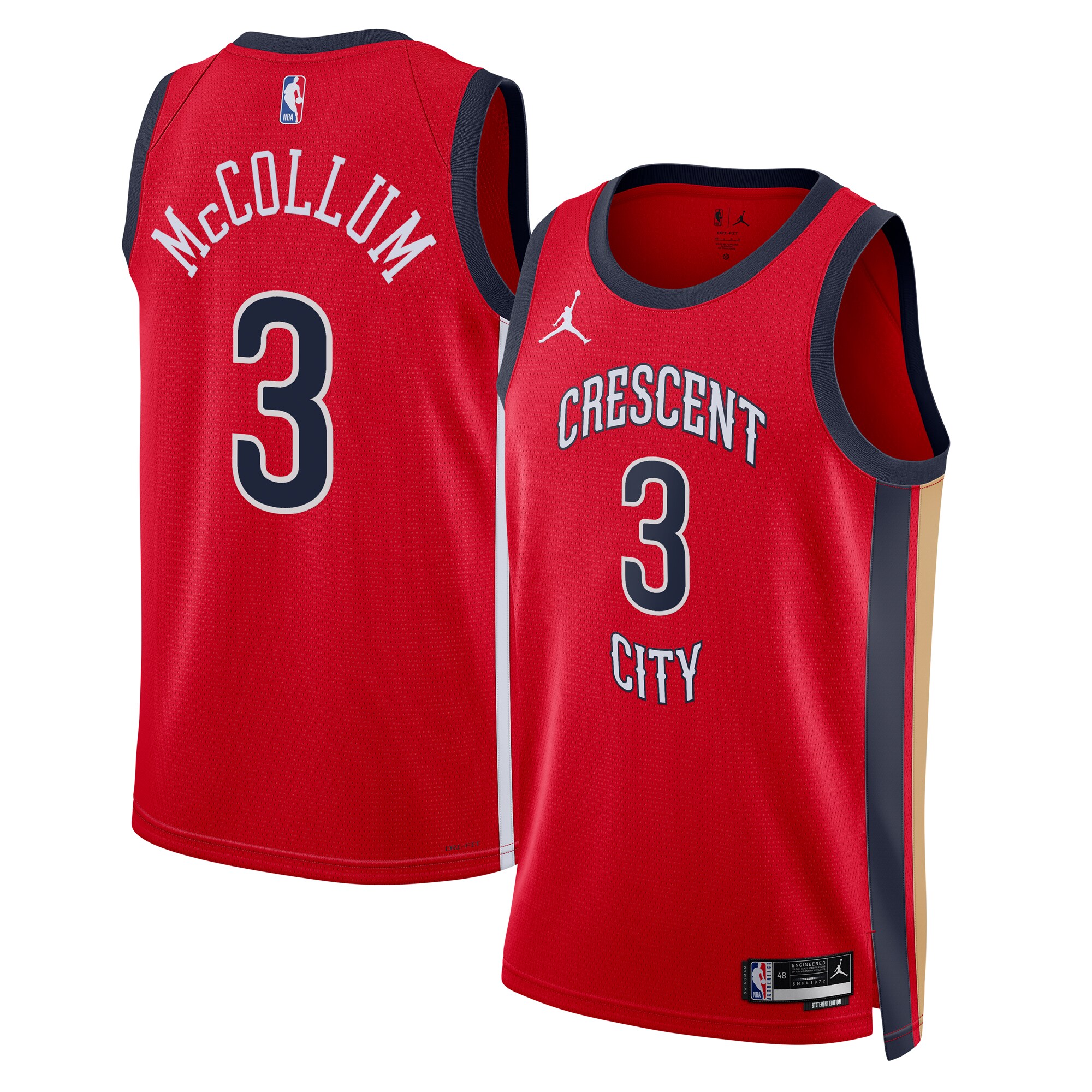 New Orleans Pelicans Jordan Brand Statement Edition Swingman Rojo C.J. McCollu Unisex NBA Jersey Unisex
