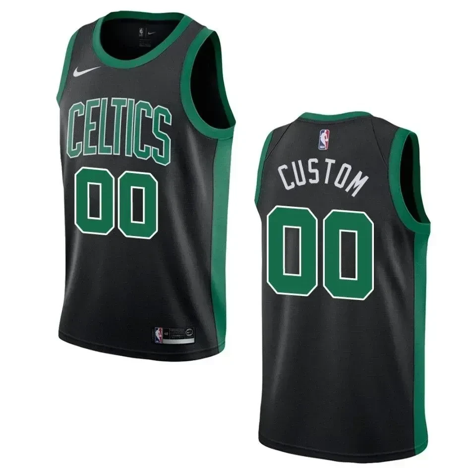 Boston Celtics 00 Custom Statement Swingman Black NBA Jersey Men's