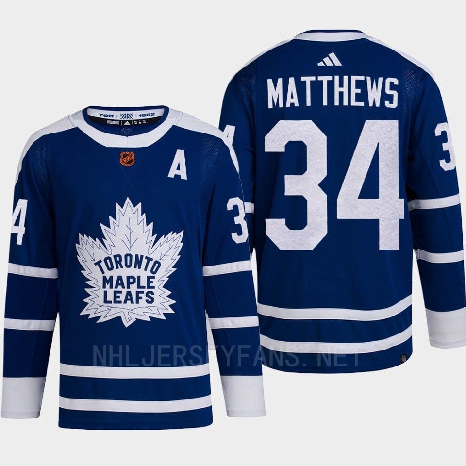 Toronto Maple Leafs 2022 Reverse Retro 2.0 Auston Matthews 34 Blue Primegreen NHL Jersey Men's