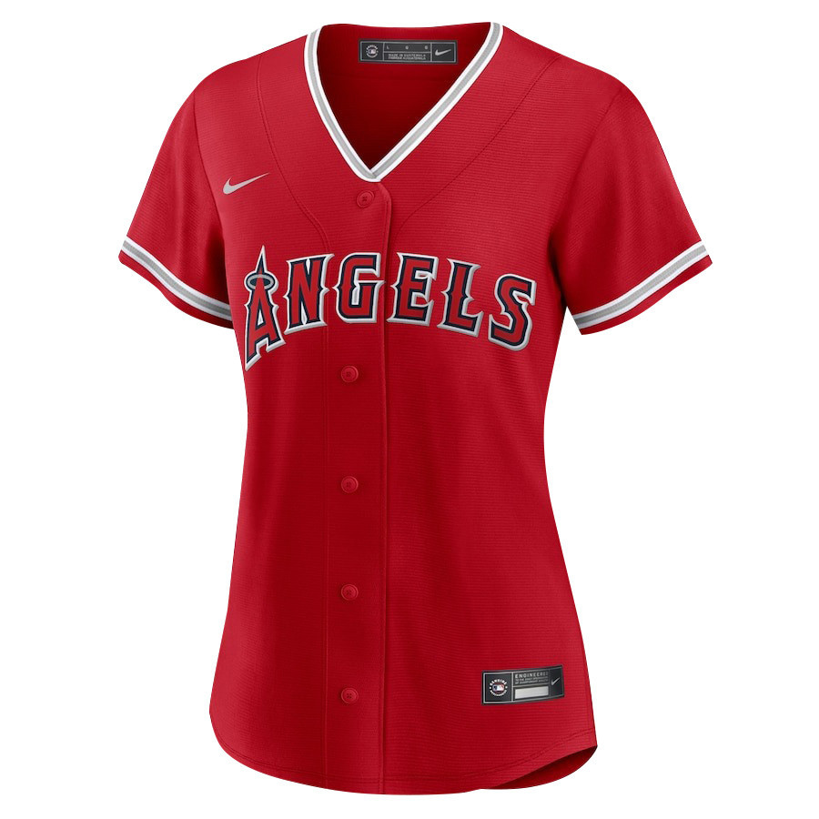 Shohei Ohtani 17 Los Angeles Angels Signed Number 2023 Alternate Player Red MLB Jersey Women's