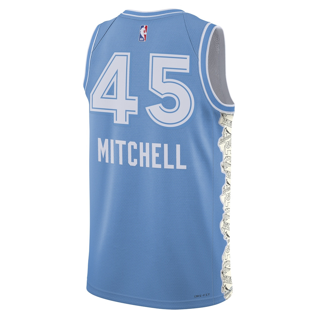 Donovan Mitchell 45 Cleveland Cavaliers Unisex 2024/25 Swingman Player City Edition Light Blue NBA Jersey Unisex