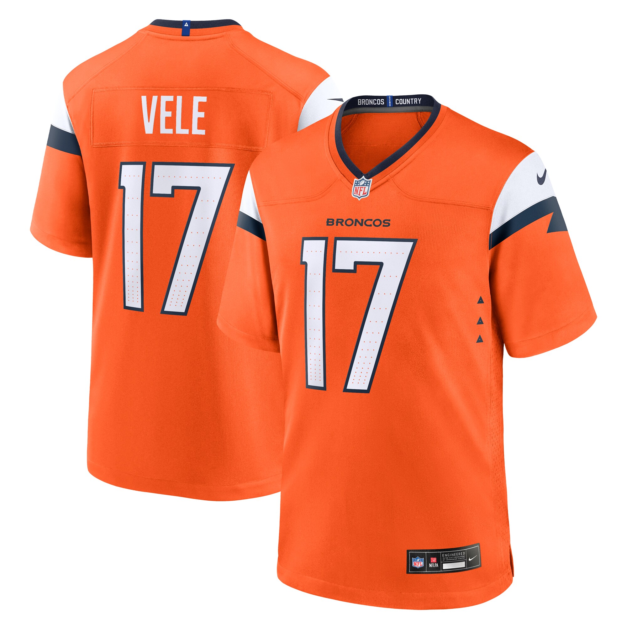 Denver Broncos Devaughn Vele Orange Team Game NFL Jersey Men's