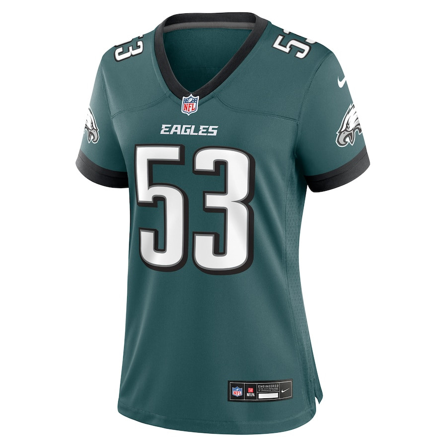 Zack Baun 53 Philadelphia Eagles Game Midnight Green NFL Jersey Women's