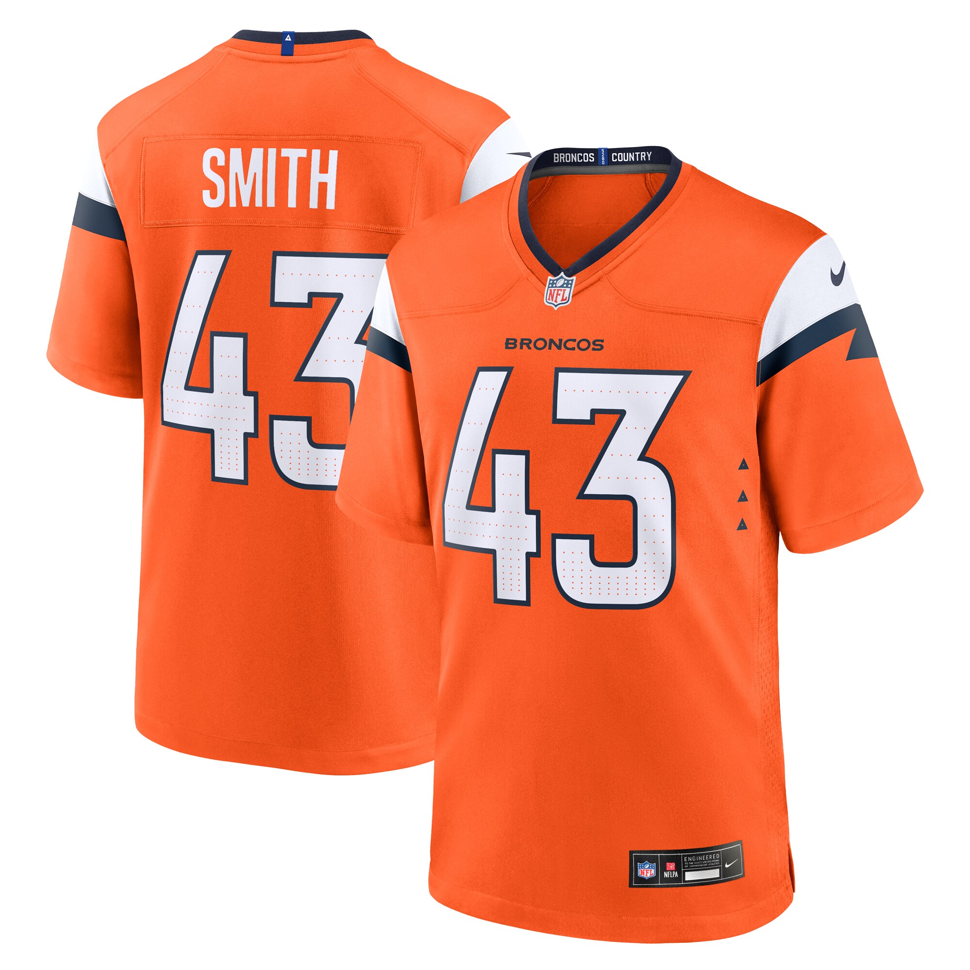 Denver Broncos Keidron Smith Orange Team Game NFL Jersey Men's