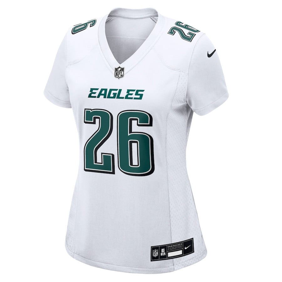 Saquon Barkley 26 Philadelphia Eagles Fashion Game Tundra White NFL Jersey Women's