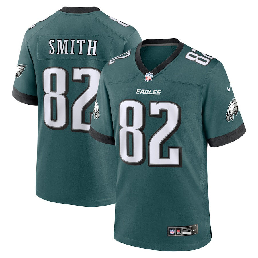 Ainias Smith 82 Philadelphia Eagles Team Game Midnight Green NFL Jersey Men's