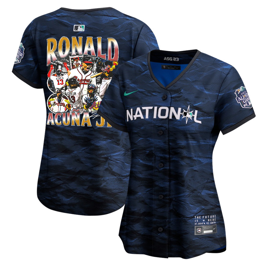 Ronald Acu?a Jr. 13 Atlanta Braves Signed Posture 2023 All Star Game Limited Player Royal MLB Jersey Women's