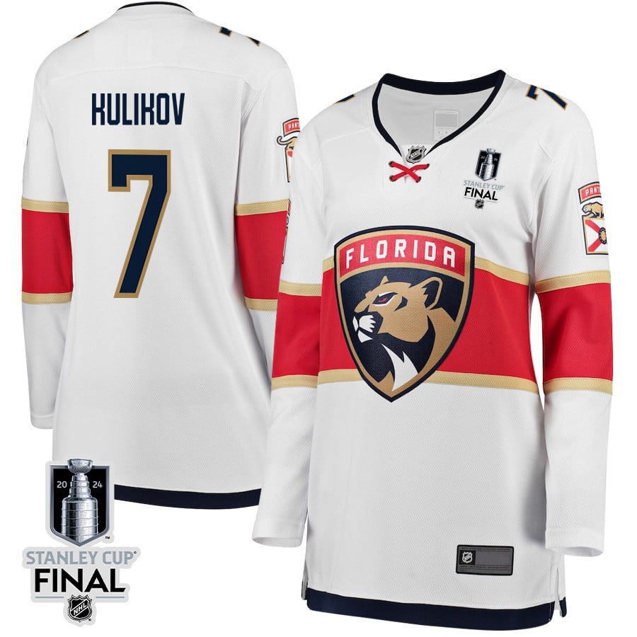 Gustav Forsling 42 Florida Panthers 2024 STANLEY CUP Final Away Breakaway White NHL Jersey Women's