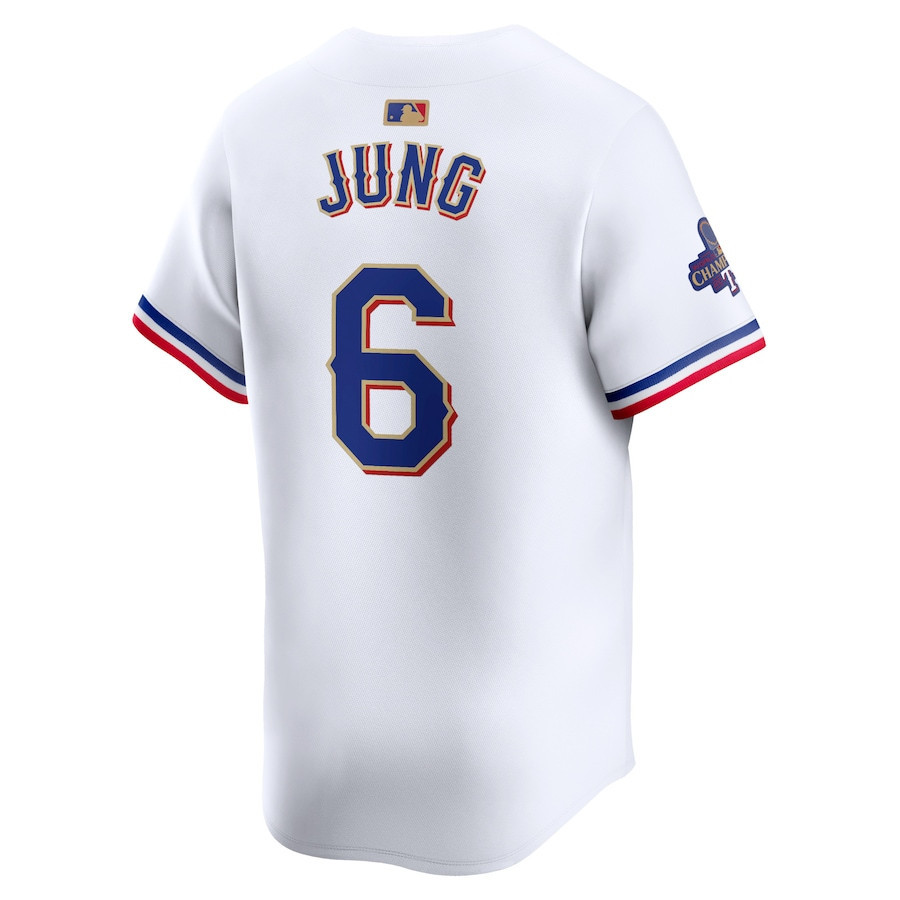 Josh Jung 6 Texas Rangers 2024 Gold Collection Limited White MLB Jersey Men's