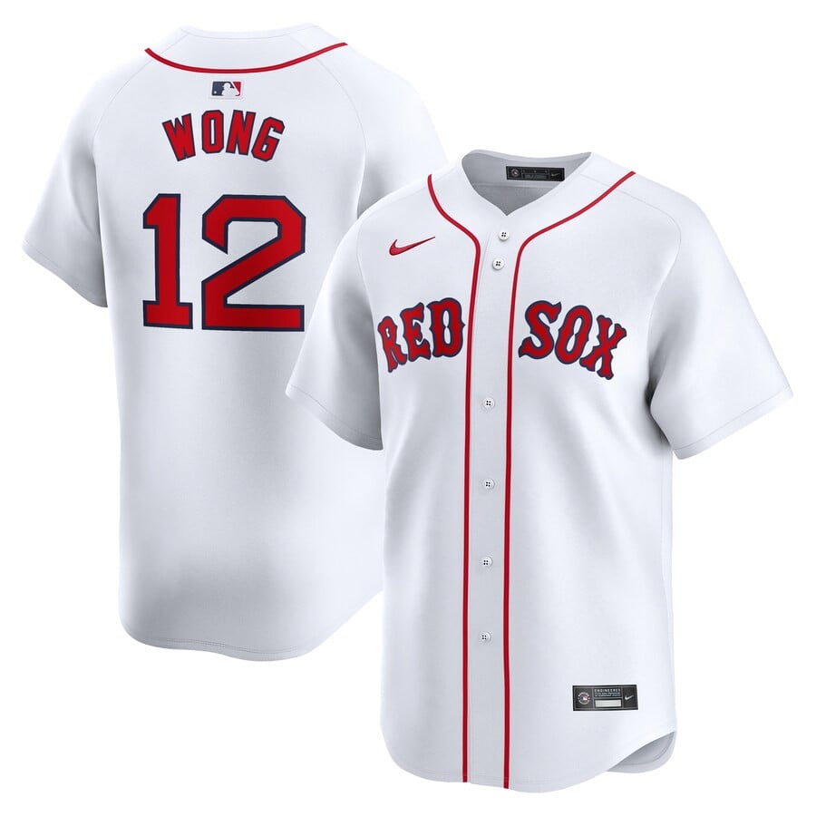 Connor Wong 12 Boston Red Sox Home Limited White MLB Jersey Men's