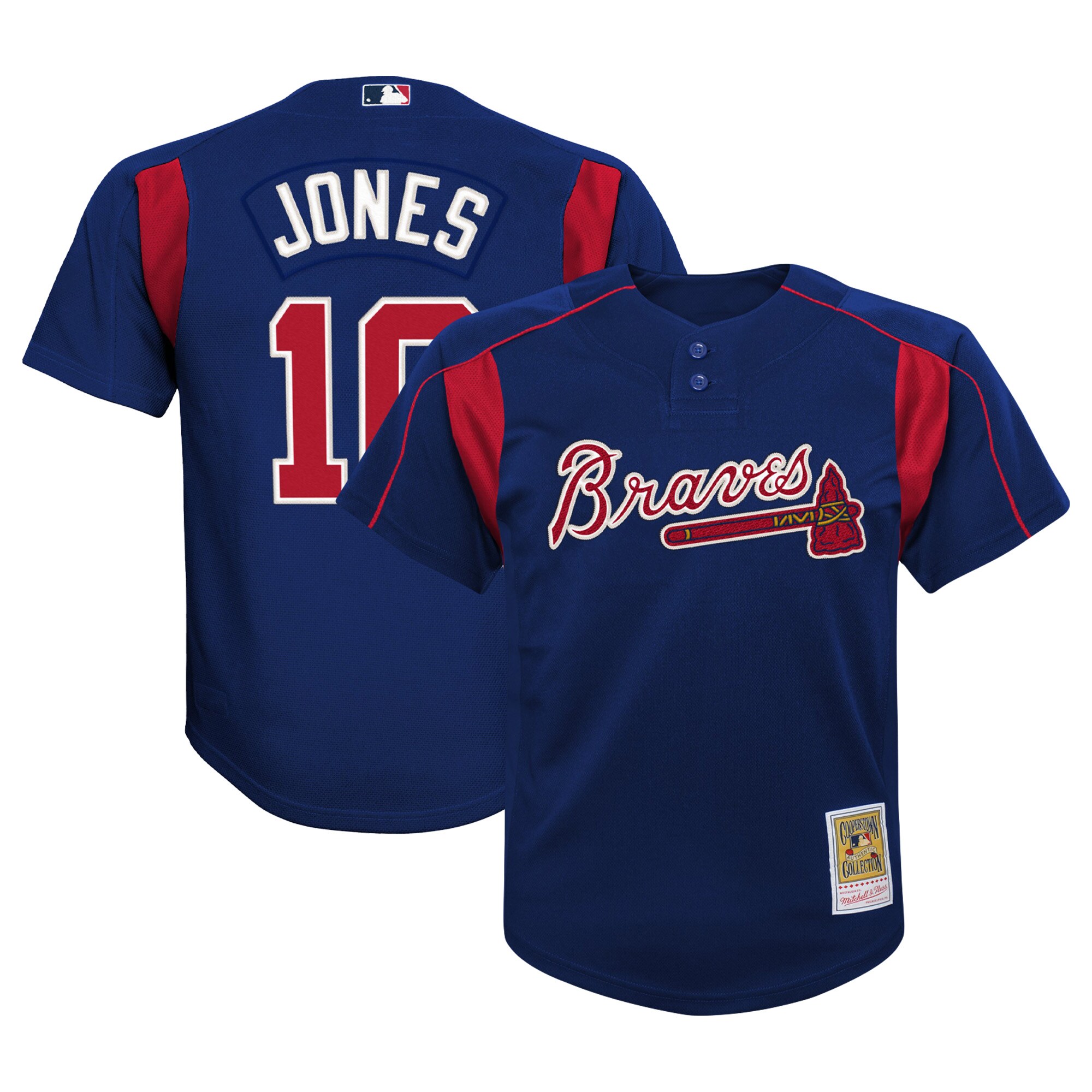 Atlanta Braves Chipper Jones Mitchell Ness Navy Cooperstown Collection Mesh Batting Practice MLB Jersey Youth